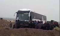 واژگونی اتوبوس مسافربری در محور اتوبان کاشان - قم